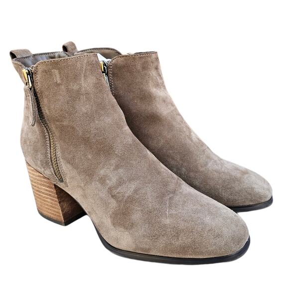 Tan Suede Bootie Blondo Siena Bootie Size 8.5 Leather Heeled Side Zip Ankle Boot - Picture 1 of 13